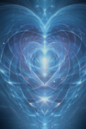 A luminous blue heart formed of layered light, opening at the center